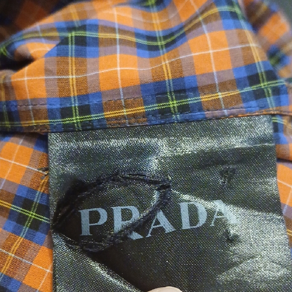 Prada Casual Orange and Blue Button Down Shirt - Picture 7 of 8